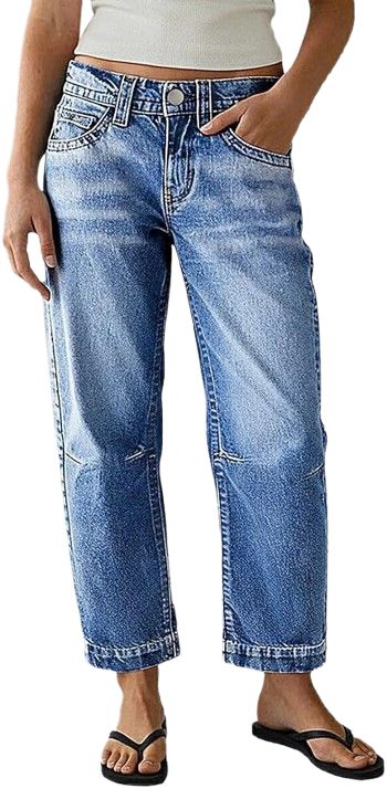 Straight Leg Cropped Jeans, Mid Waist