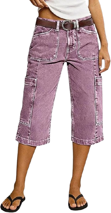 Side Pocket Denim Pants, Wide Leg Pants for Women