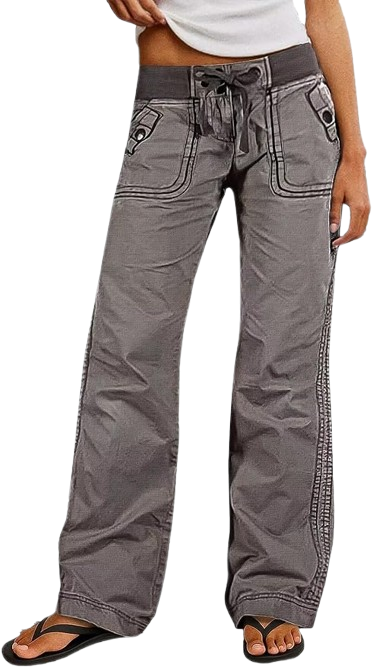 Straight Leg Pants for Women, Mid Waist